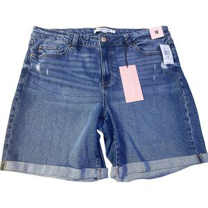 Celebrity Pink Size 18 Mid Rise Bermuda Denim Distressed Shorts